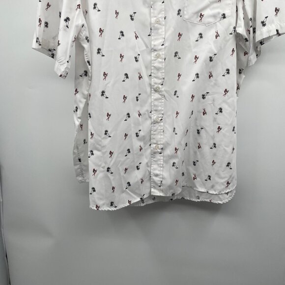 No Retreat Mens Hula Dancer Button Up Shirt Short Sleeve White/Multi Size 3XL - Picture 3 of 9